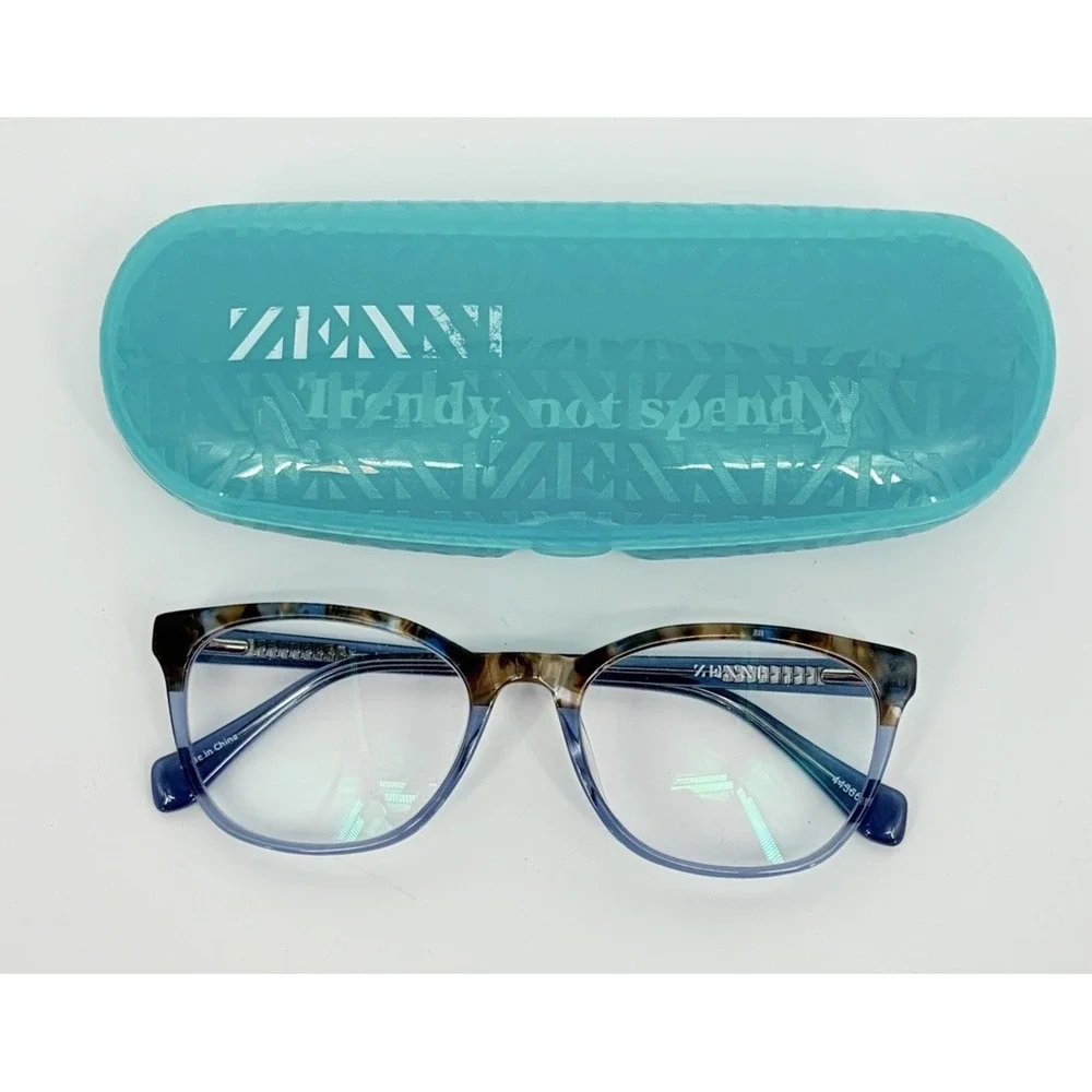 Zenni 4436616 Eyeglasses Frames Blue Tortoise Fade Flex with Case